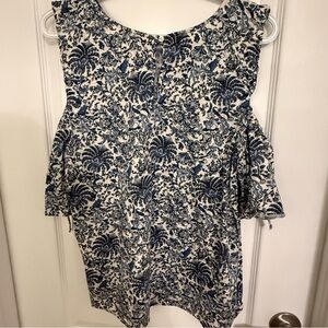 H&M Blue and White Floral Blouse